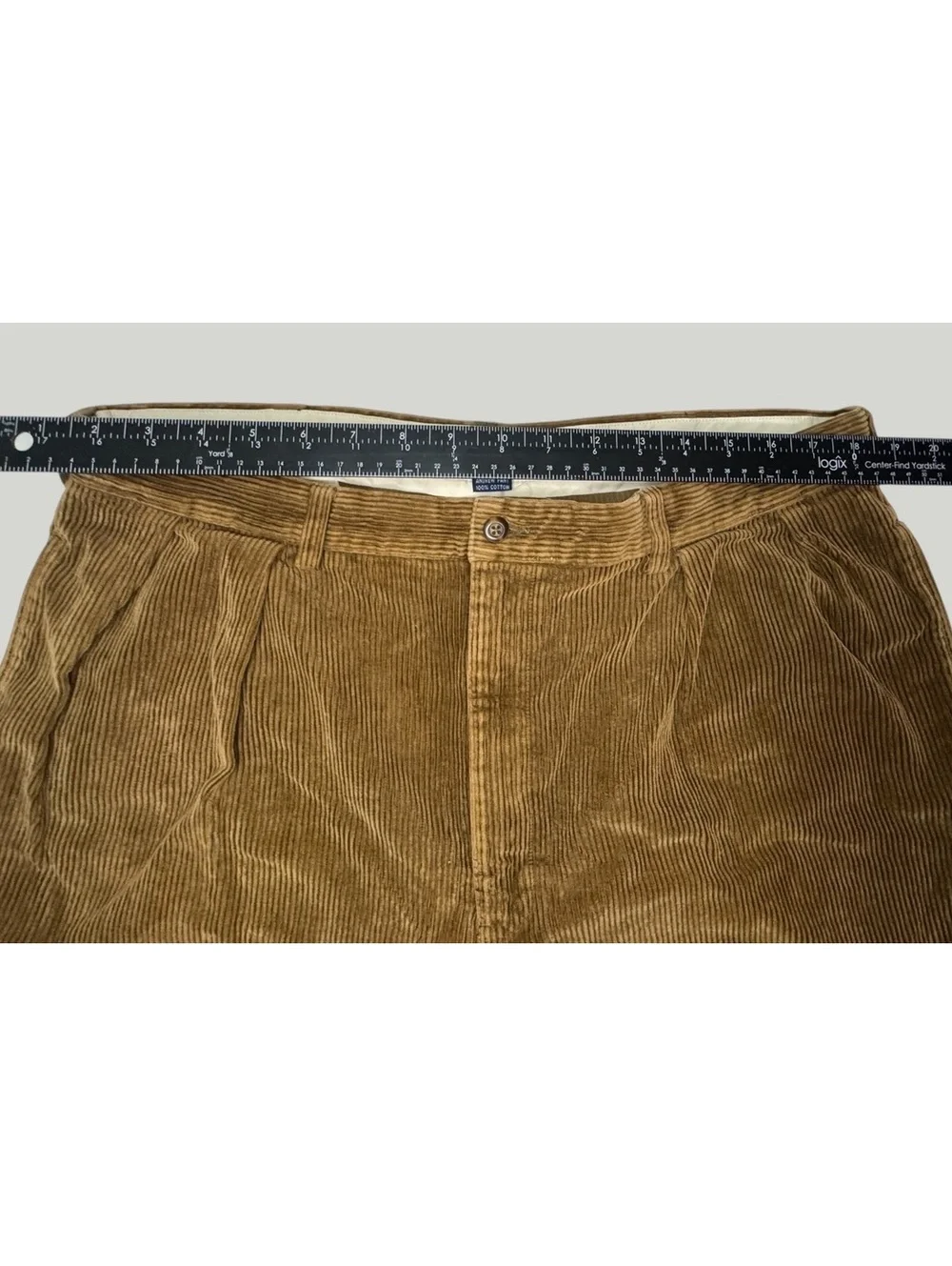 Polo Ralph Lauren Andrew Pants 40x30 Brown Corduroy Pleated Cuffed Cotton